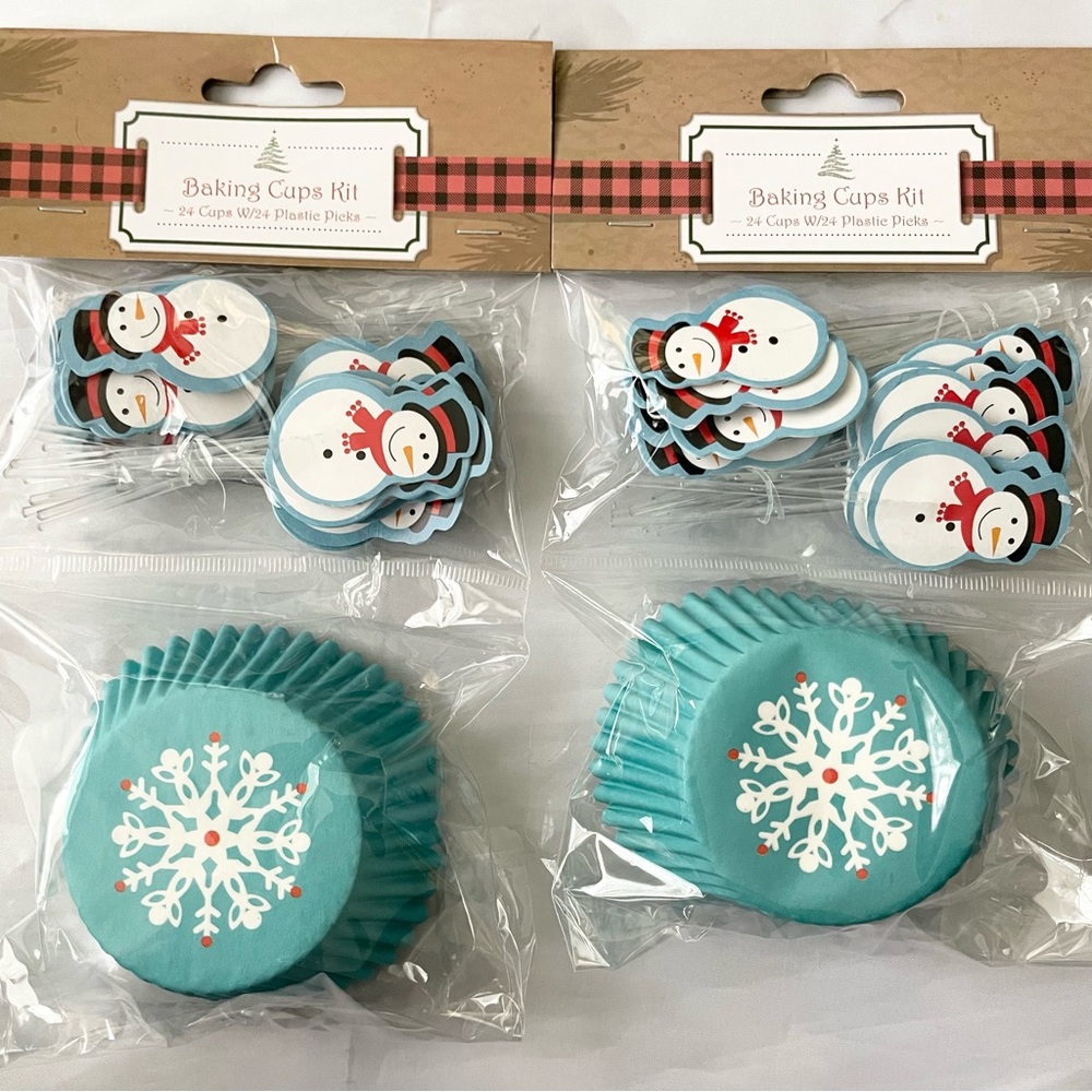 2pk of 24 count snowflake cupcake papers & picks kit, 48 total